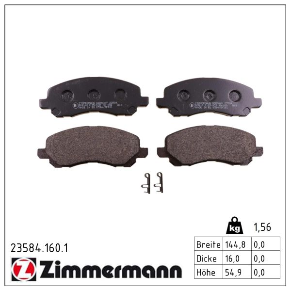 ZIMMERMANN Bremseklodser 235841601 foraksel for CITROËN/PEUGEOT CHRYSLER JEEP DODGE MITSUBISHI