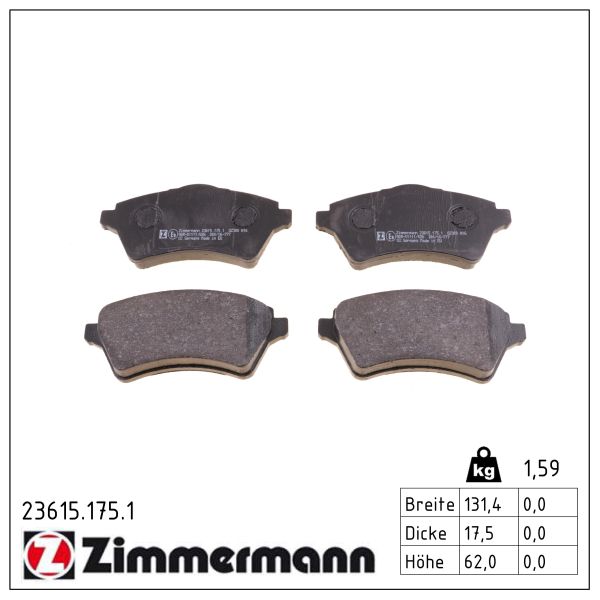 ZIMMERMANN Bremseklodser 236151751 foraksel for LAND ROVER