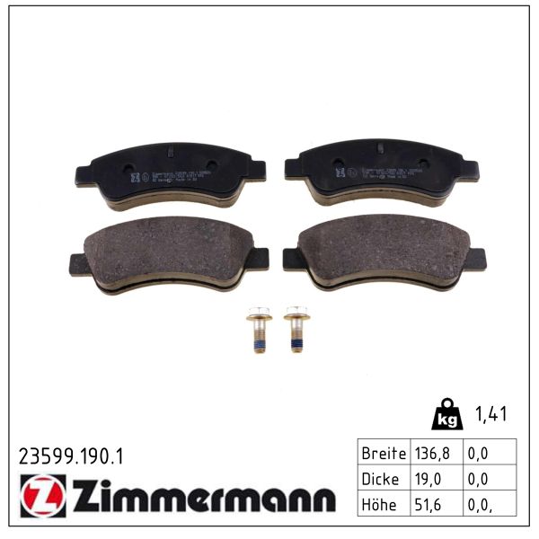 ZIMMERMANN Bremseklodser 235991901 foraksel for CITROËN/PEUGEOT PEUGEOT (DF-PSA) CITROËN (DF-PSA) OPEL