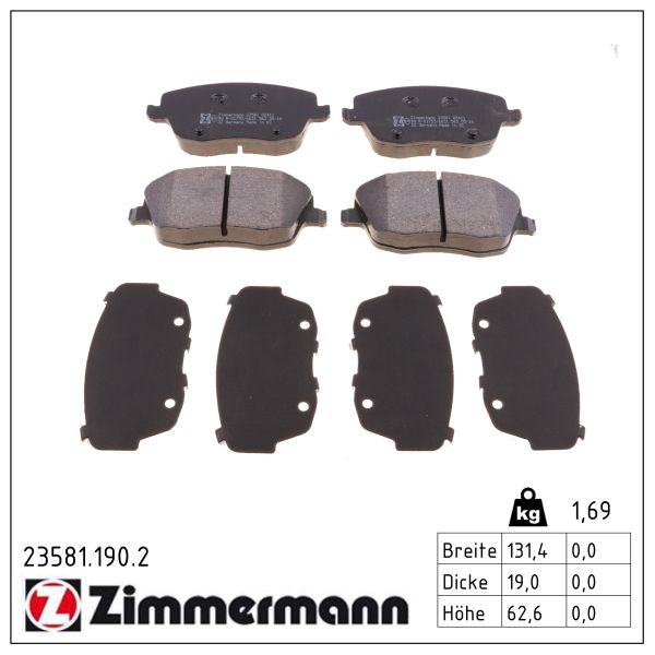 ZIMMERMANN Bremseklodser 235811902 foraksel for VAG