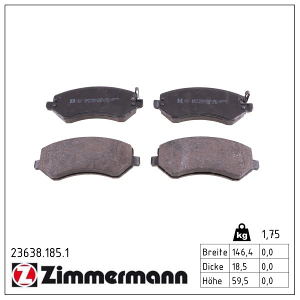 ZIMMERMANN Bremseklodser 236381851 foraksel for JEEP