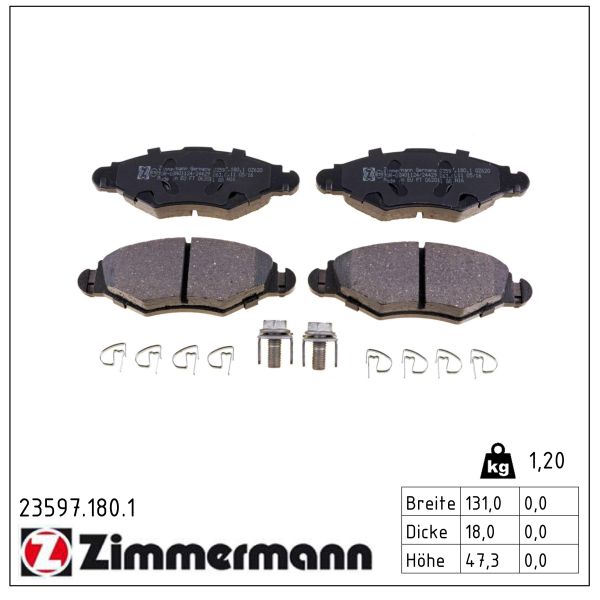 ZIMMERMANN Bremseklodser 235971801 foraksel for CITROËN/PEUGEOT