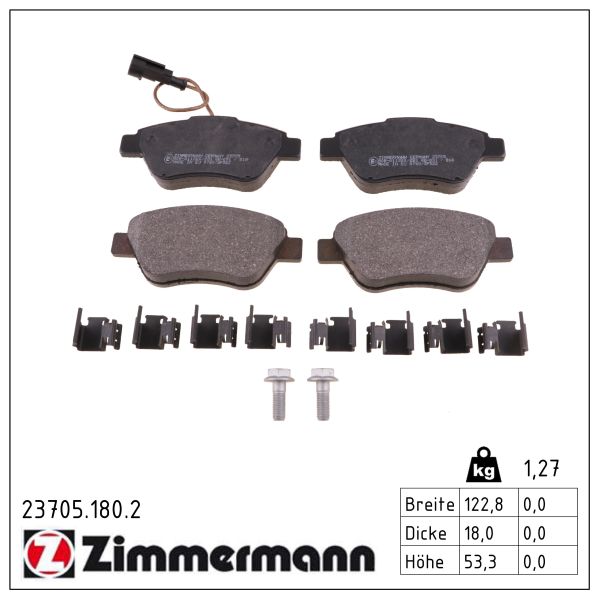 ZIMMERMANN Bremseklodser 237051802 foraksel for CITROËN/PEUGEOT FIAT