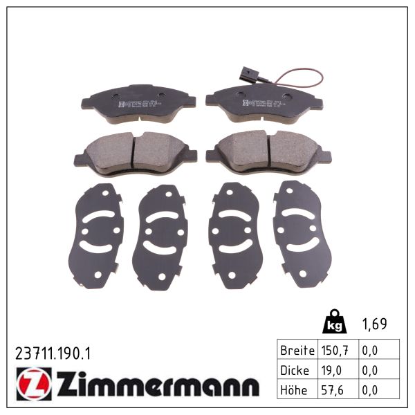 ZIMMERMANN Bremseklodser 237111901 foraksel for FIAT ALFA ROMEO