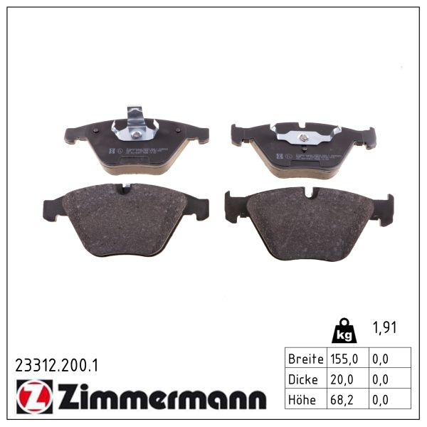 ZIMMERMANN Bremseklodser 233122001 foraksel for BMW (BRILLIANCE) BMW