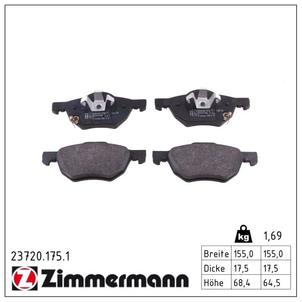 ZIMMERMANN Bremseklodser 237201751 foraksel for HONDA