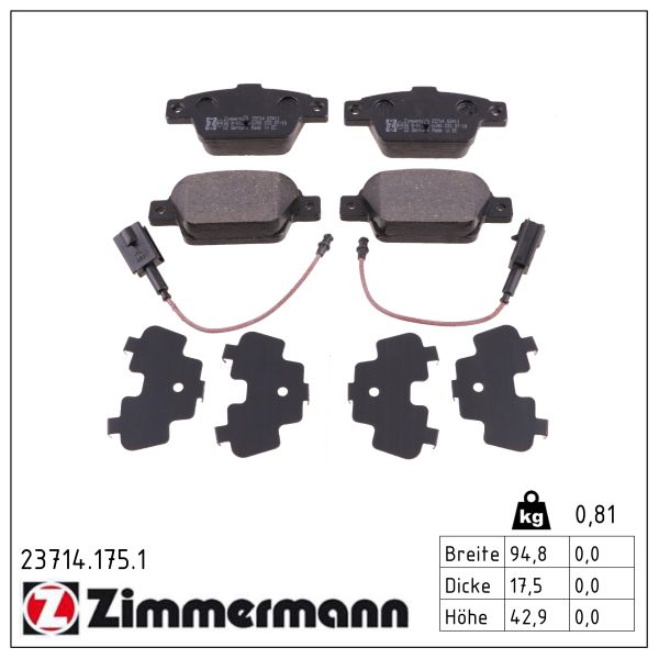 ZIMMERMANN Bremseklodser 237141751 bagaksel for FIAT