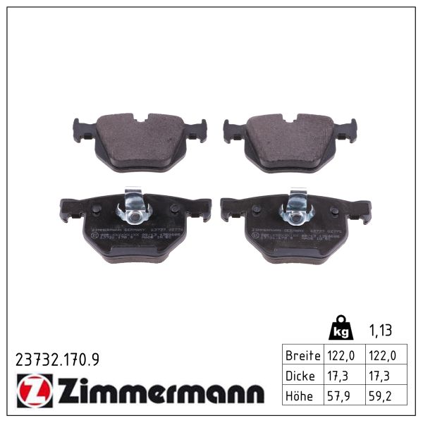 ZIMMERMANN Bremseklodser 237321709 bagaksel for BMW BMW (BRILLIANCE)