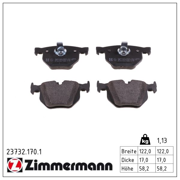 ZIMMERMANN Bremseklodser 237321701 bagaksel for BMW BMW (BRILLIANCE)
