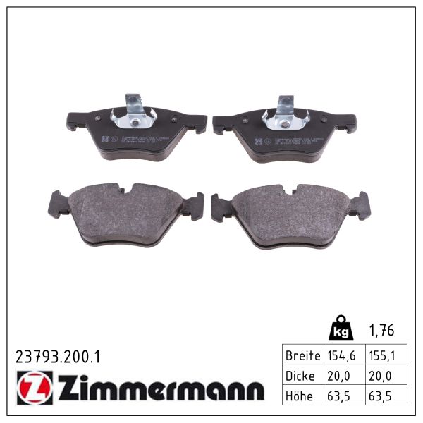 ZIMMERMANN Bremseklodser 237932001 foraksel for BMW (BRILLIANCE)