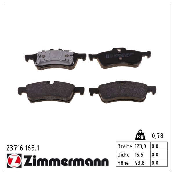 ZIMMERMANN Bremseklodser 237161651 bagaksel for BMW MINI