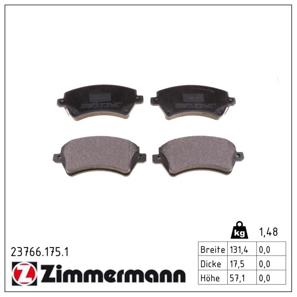 ZIMMERMANN Bremseklodser 237661751 foraksel for TOYOTA