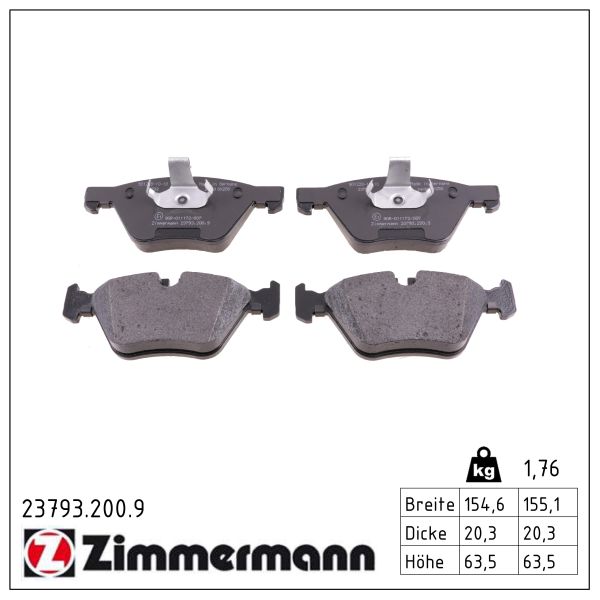 ZIMMERMANN Bremseklodser 237932009 foraksel for BMW (BRILLIANCE)