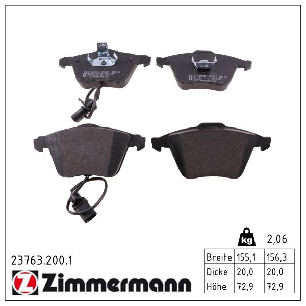 ZIMMERMANN Bremseklodser 237632001 foraksel for VAG AUDI (FAW)