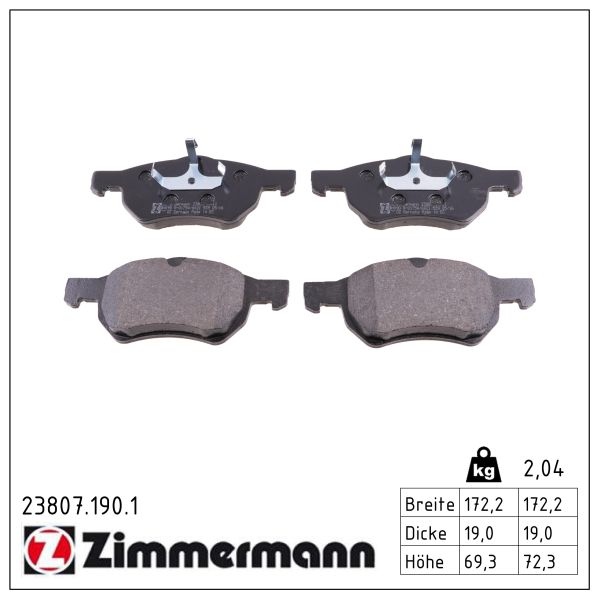 ZIMMERMANN Bremseklodser 238071901 foraksel for CHRYSLER