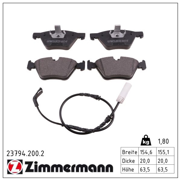 ZIMMERMANN Bremseklodser 237942002 foraksel for BMW BMW (BRILLIANCE)