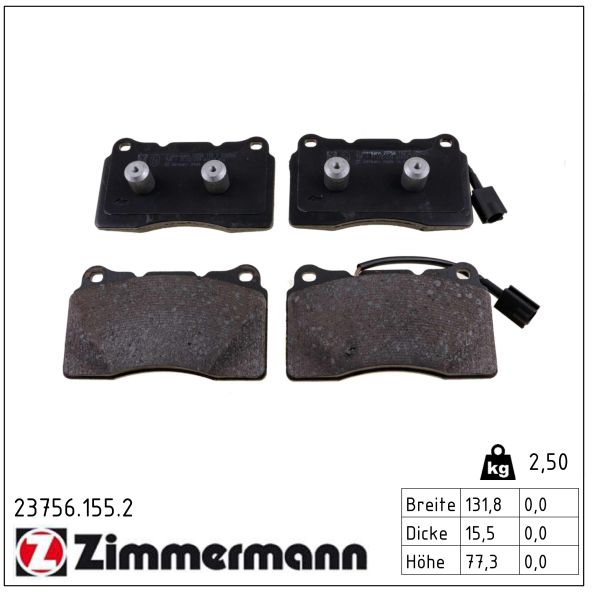 ZIMMERMANN Bremseklodser 237561552 foraksel for ALFA ROMEO