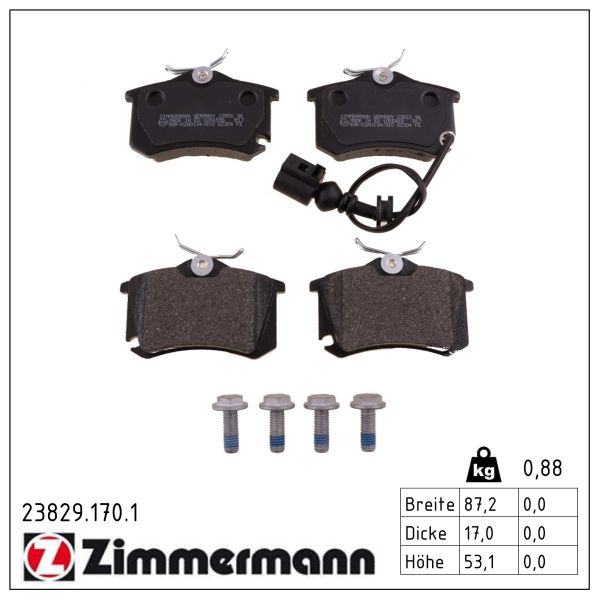 ZIMMERMANN Bremseklodser 238291701 bagaksel for VAG