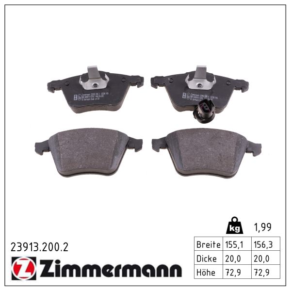 ZIMMERMANN Bremseklodser 239132002 foraksel for VAG