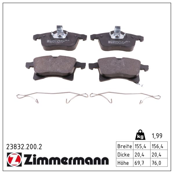 ZIMMERMANN Bremseklodser 238322002 foraksel for OPEL GENERAL MOTORS