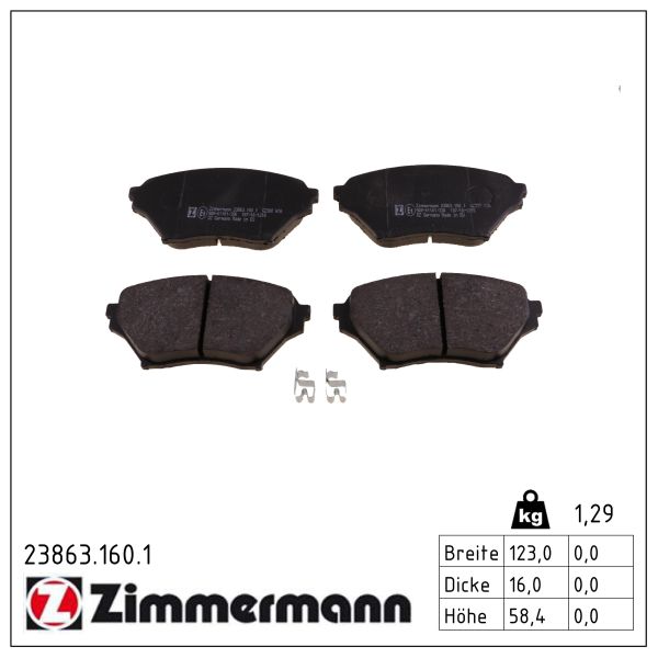 ZIMMERMANN Bremseklodser 238631601 foraksel for MAZDA