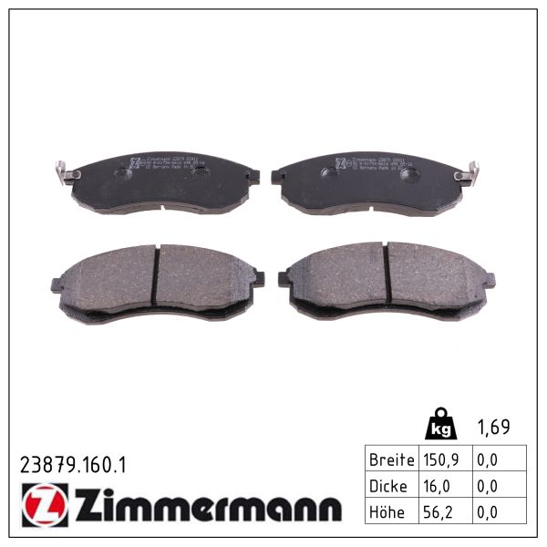 ZIMMERMANN Bremseklodser 238791601 foraksel for MITSUBISHI