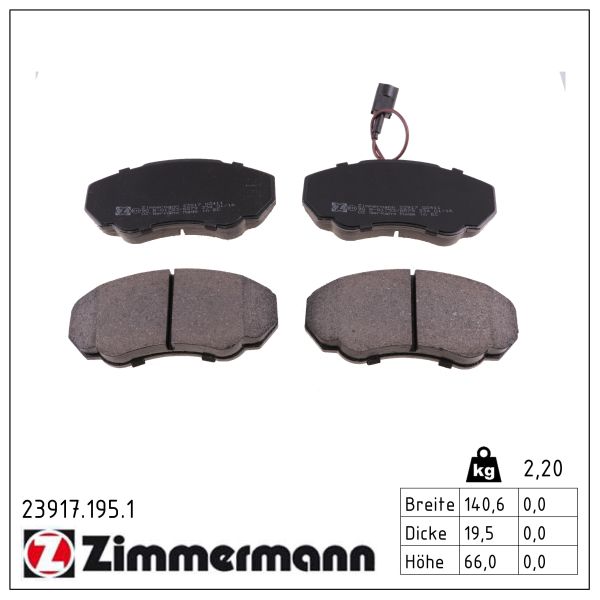 ZIMMERMANN Bremseklodser 239171951 foraksel for CITROËN/PEUGEOT FIAT