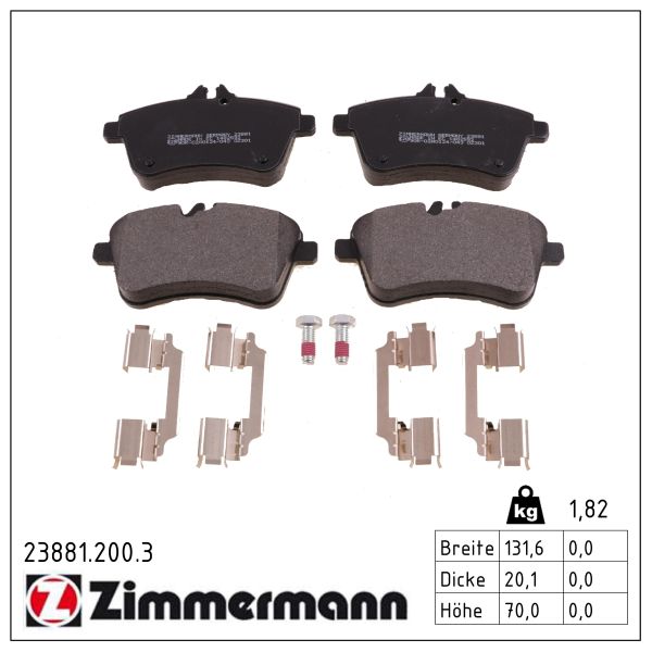 ZIMMERMANN Bremseklodser 238812003 foraksel for MERCEDES-BENZ