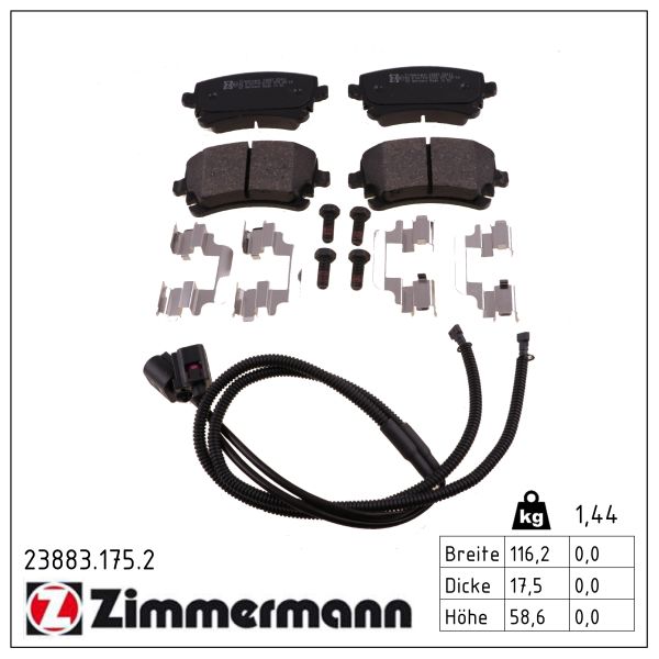 ZIMMERMANN Bremseklodser 238831752 bagaksel for VAG