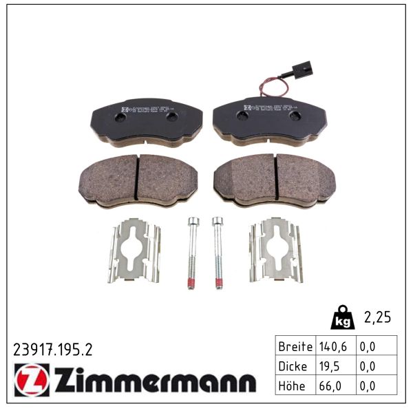 ZIMMERMANN Bremseklodser 239171952 foraksel for CITROËN/PEUGEOT FIAT