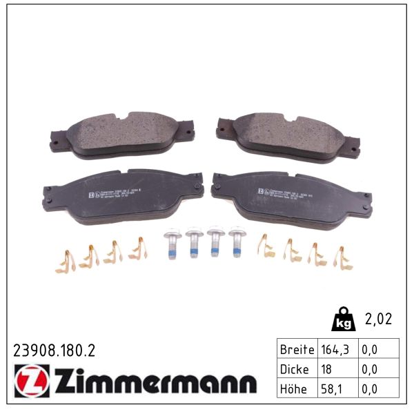 ZIMMERMANN Bremseklodser 239081802 foraksel for JAGUAR
