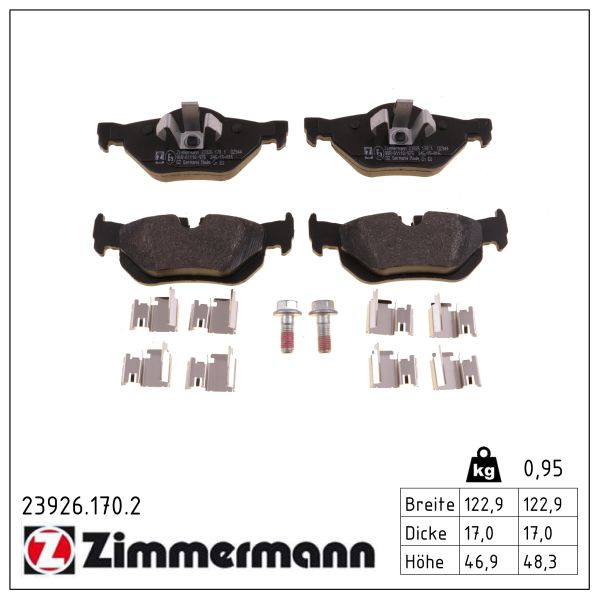 ZIMMERMANN Bremseklodser 239261702 bagaksel for BMW BMW (BRILLIANCE)