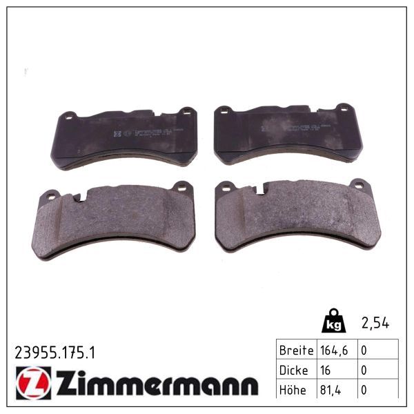 ZIMMERMANN Bremseklodser 239551751 foraksel for MERCEDES-BENZ