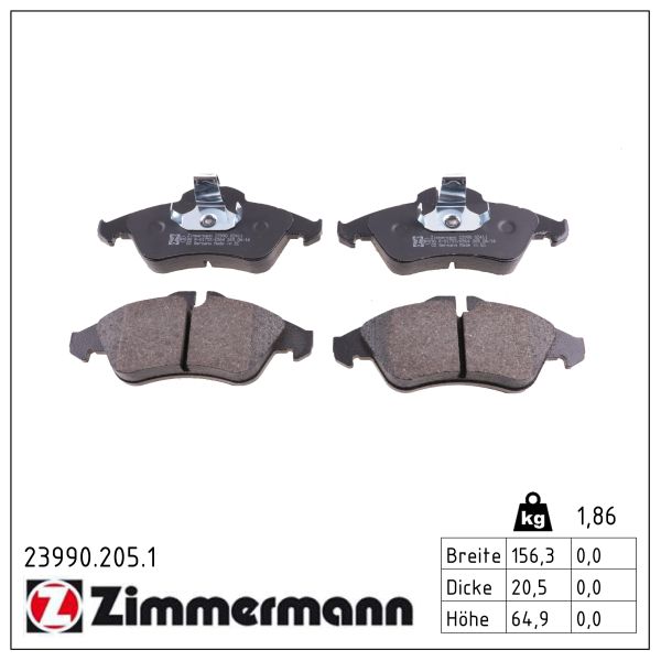 ZIMMERMANN Bremseklodser 239902051 foraksel for MERCEDES-BENZ