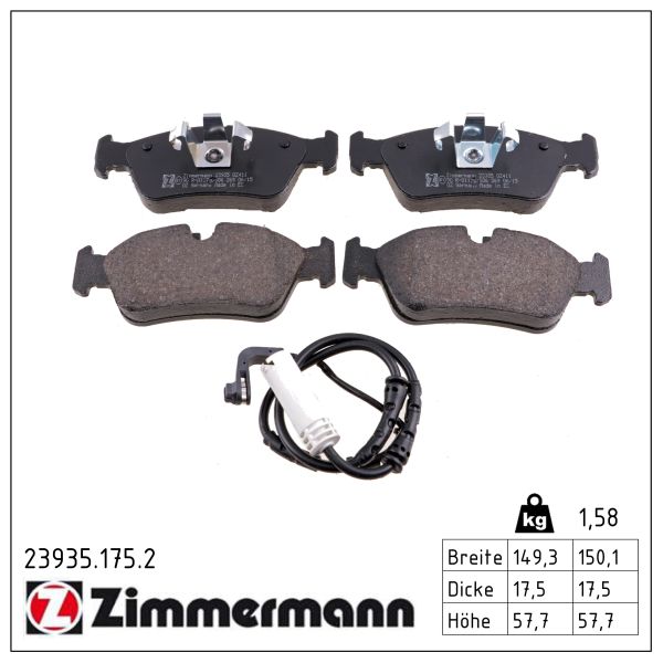 ZIMMERMANN Bremseklodser 239351752 foraksel for BMW (BRILLIANCE) BMW