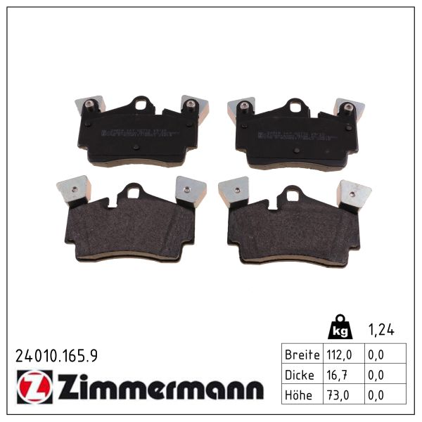 ZIMMERMANN Bremseklodser 240101659 bagaksel for VAG PORSCHE
