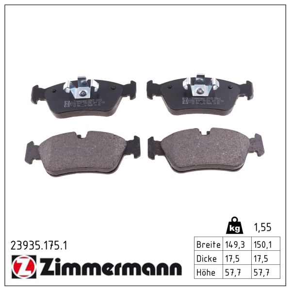 ZIMMERMANN Bremseklodser 239351751 foraksel for BMW (BRILLIANCE) BMW