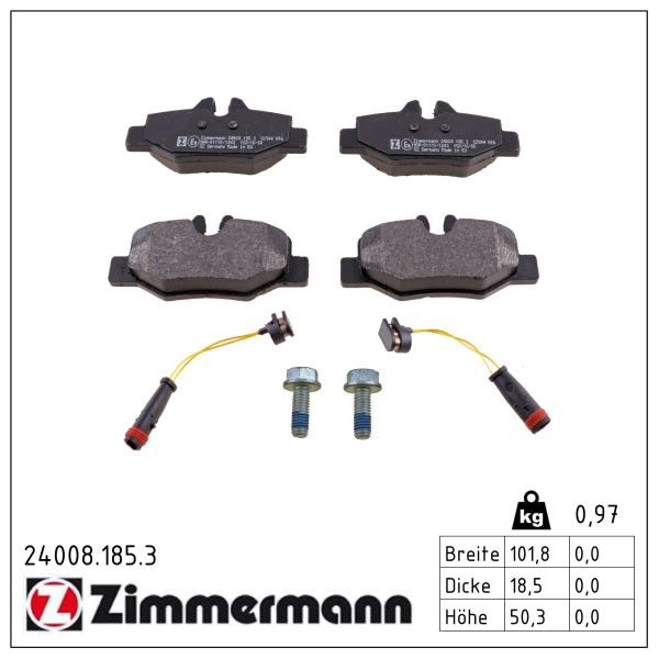 ZIMMERMANN Bremseklodser 240081853 bagaksel for MERCEDES-BENZ (FJDA) MERCEDES-BENZ