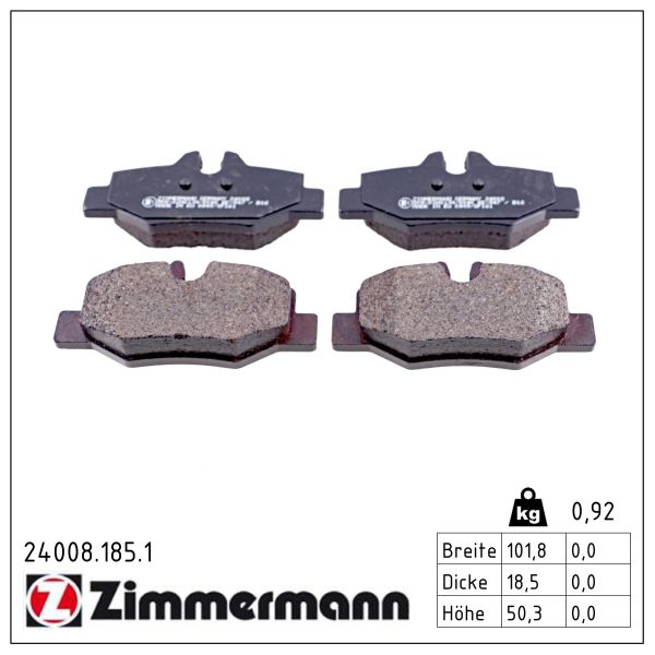 ZIMMERMANN Bremseklodser 240081851 bagaksel for MERCEDES-BENZ (FJDA) MERCEDES-BENZ