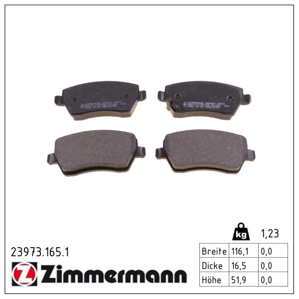 ZIMMERMANN Bremseklodser 239731651 foraksel for OPEL NISSAN SUZUKI