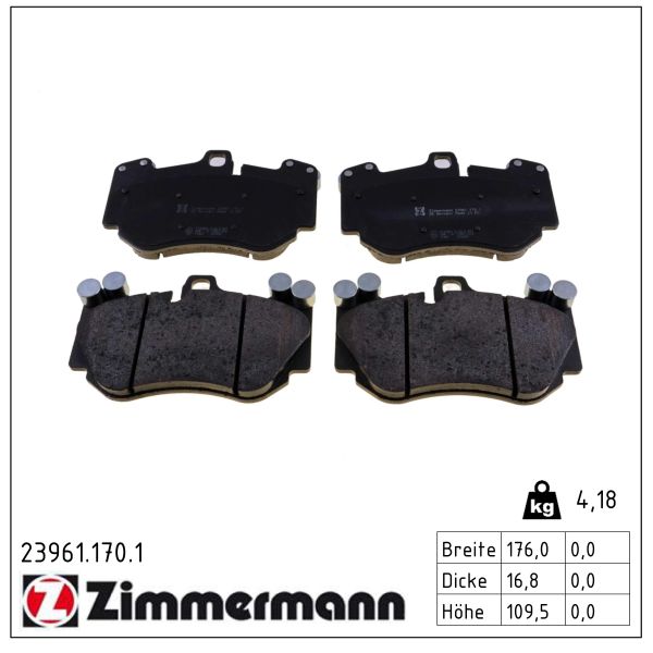 ZIMMERMANN Bremseklodser 239611701 foraksel for PORSCHE VAG