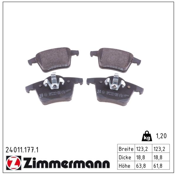 ZIMMERMANN Bremseklodser 240111771 bagaksel for VOLVO VOLVO ASIA