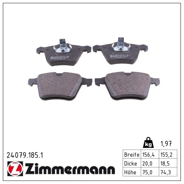ZIMMERMANN Bremseklodser 240791851 foraksel for JAGUAR