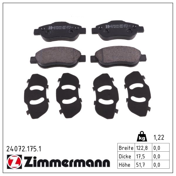 ZIMMERMANN Bremseklodser 240721751 foraksel for FIAT