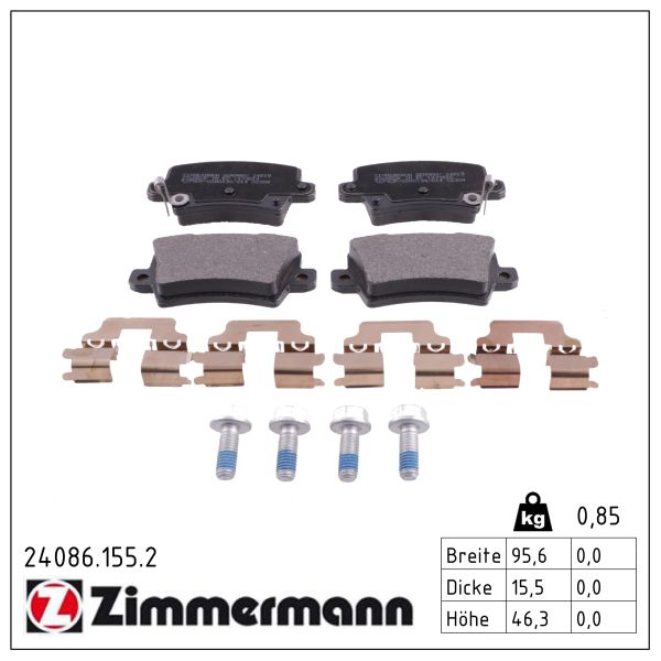 ZIMMERMANN Bremseklodser 240861552 bagaksel for HONDA