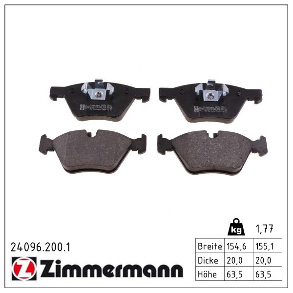 ZIMMERMANN Bremseklodser 240962001 foraksel for BMW (BRILLIANCE) BMW