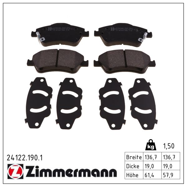 ZIMMERMANN Bremseklodser 241221901 foraksel for TOYOTA