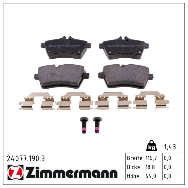 ZIMMERMANN Bremseklodser 240771903 foraksel for MERCEDES-BENZ