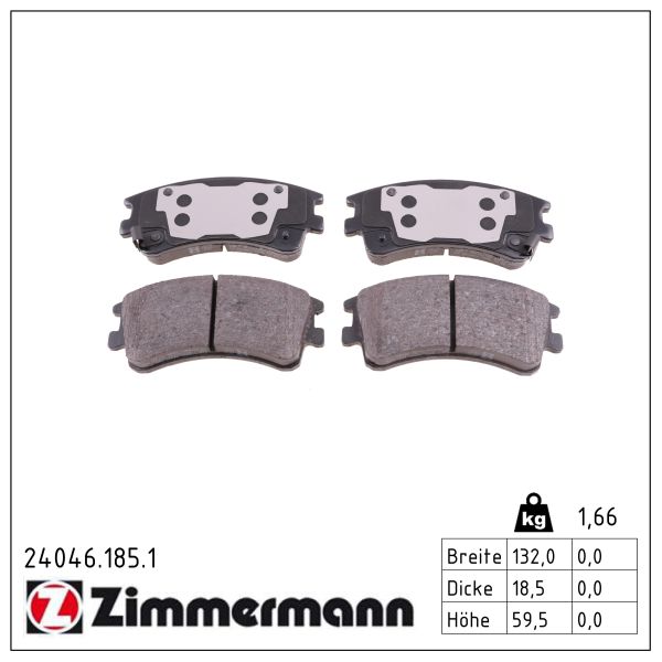 ZIMMERMANN Bremseklodser 240461851 foraksel for MAZDA