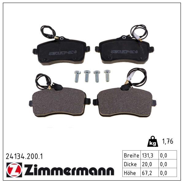 ZIMMERMANN Bremseklodser 241342001 foraksel for CITROËN/PEUGEOT